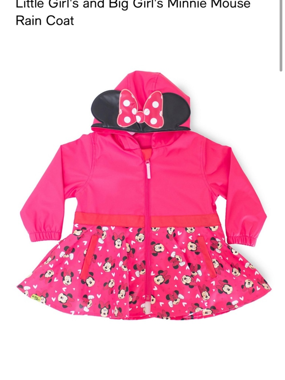 Western Chief Pink Minnie Mouse Hooded Raincoat 4t